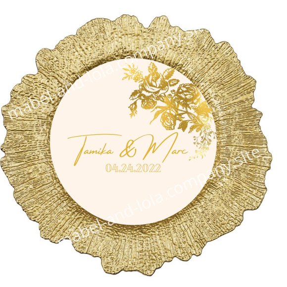 Blush Pink and Gold Foil Menu | Charger Insert | Wedding Reception Decorations - Picture 1 of 5